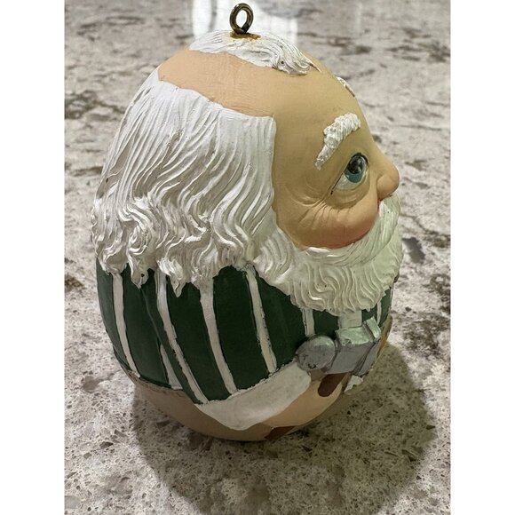 Vintage Roly Poly Santa Toy maker Folk Art Christmas Ornament Egg Shape 4” - Picture 3 of 9